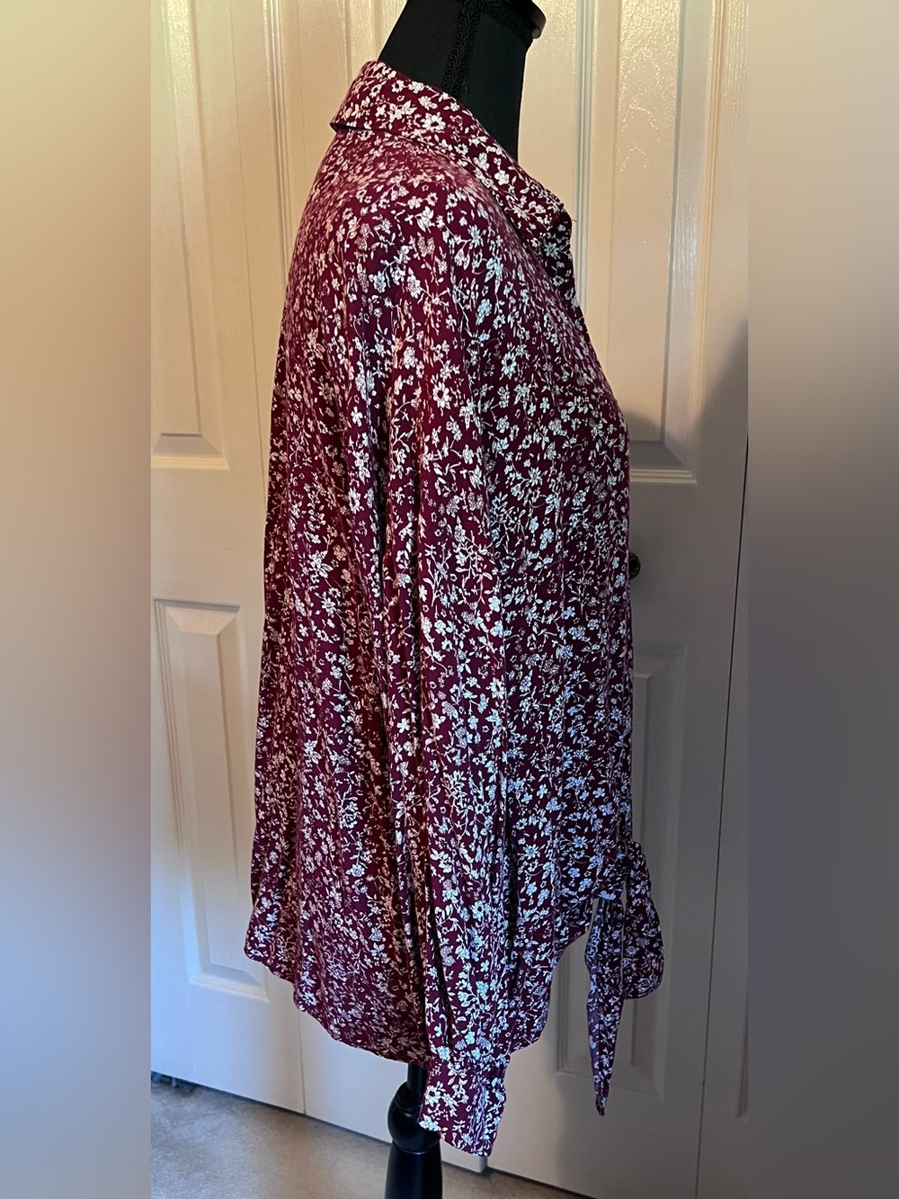 JODIFL Floral Tie-Front Button Down Shirt Size Large Romantic Boho Cottagecore - Picture 6 of 12